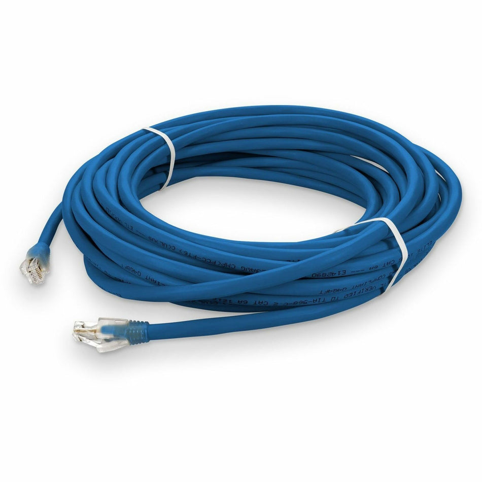 AddOn 15ft Blue CAT 6A Plenum-Rated Ethernet Cable Snagless Bubble Boot RJ-45 M/M - ADD-15FCAT6AP-BE