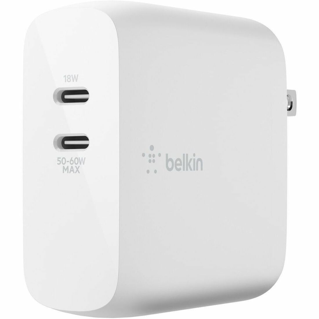 Belkin BoostCharge Dual USB-C Power Delivery GaN Wall Charger 68W Laptop Chromebook Charging - Power Adapter - WCH003DQWH