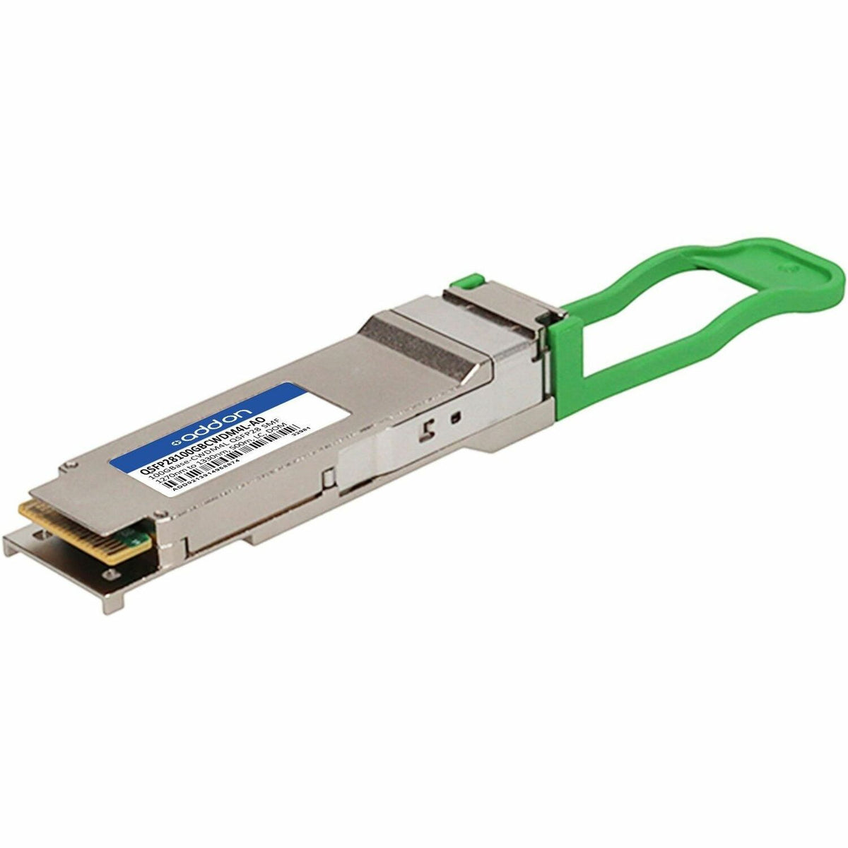 AddOn MSA and TAA 100GBase-CWDM4 QSFP28 Transceiver (SMF, 1270nm to 1330nm, 500m, LC, DOM, Limited Temp 15C to 55C) - QSFP28-100GB-CWDM4L-AO