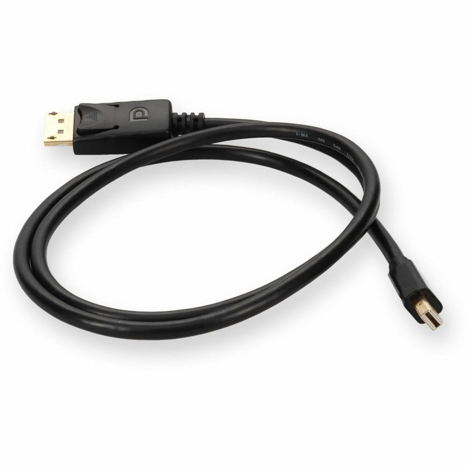 AddOn 3ft Mini-DisplayPort 1.2 Male to DisplayPort 1.2 Male Black Cable For Resolution Up to 3840x2160 (4K UHD) - MINIDP2DP12MM3