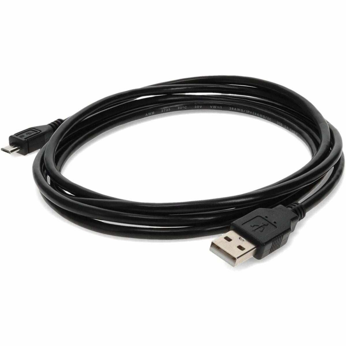 AddOn 1ft USB A 2.0 Male to Micro-USB B 2.0 Male Black Cable - USB2MICROUSB1