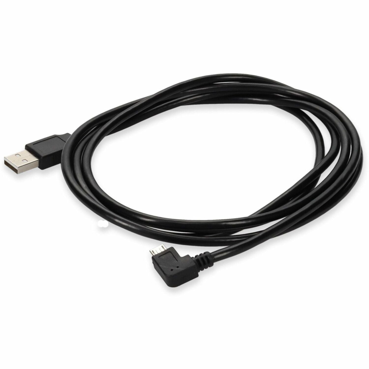 AddOn 6ft USB A 2.0 Male to Micro-USB B 2.0 Left-Angle Male Black Cable - USB2MICROUSBLT6