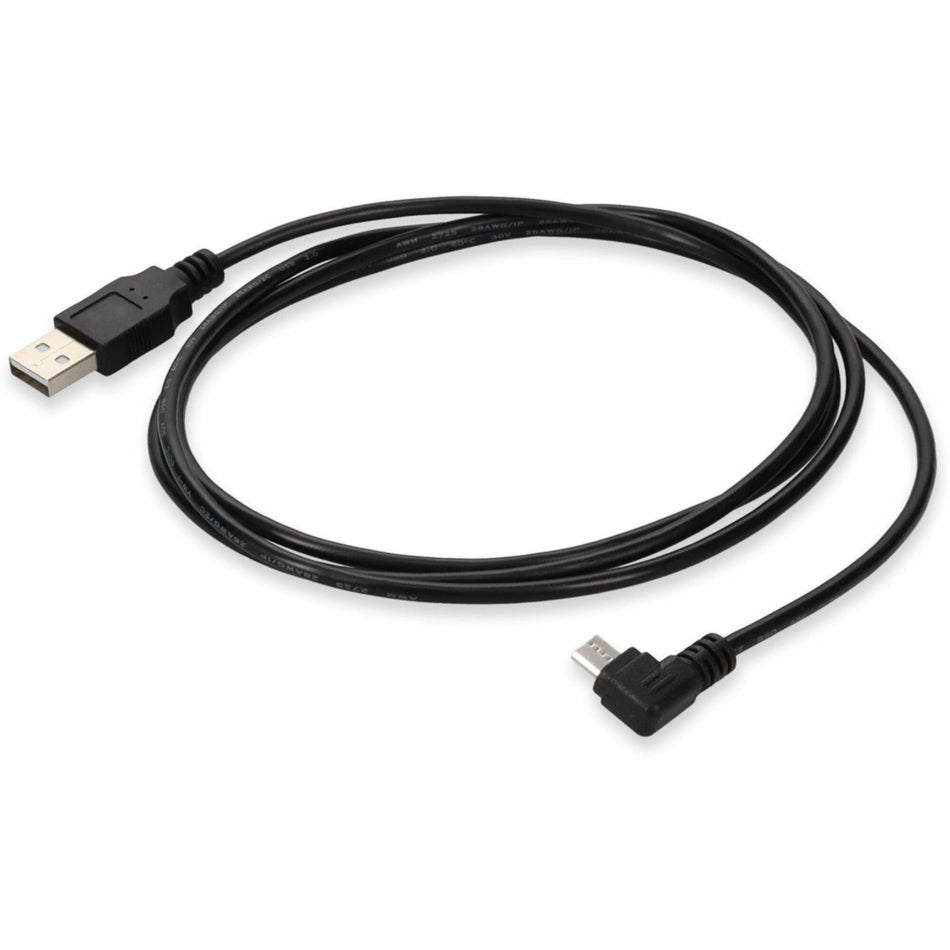 AddOn 2m USB A 2.0 Male to Micro-USB B 2.0 Right-Angle Male Black Cable - USB2MICROUSBRT2M
