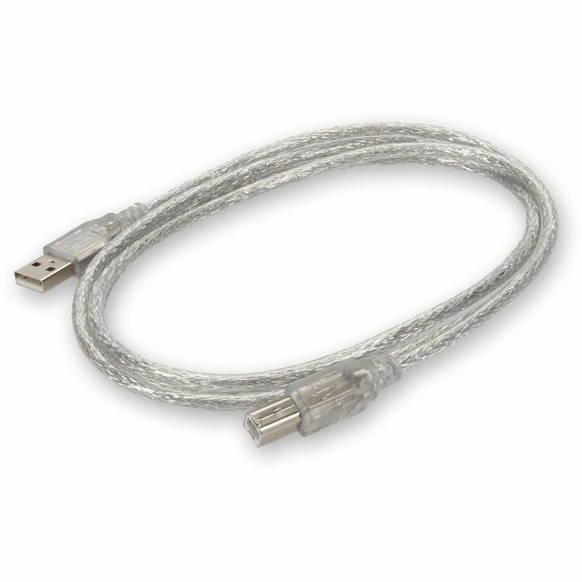 AddOn 6ft USB A 2.0 Male to USB B 2.0 Male Clear Cable - USBEXTAB6CLR