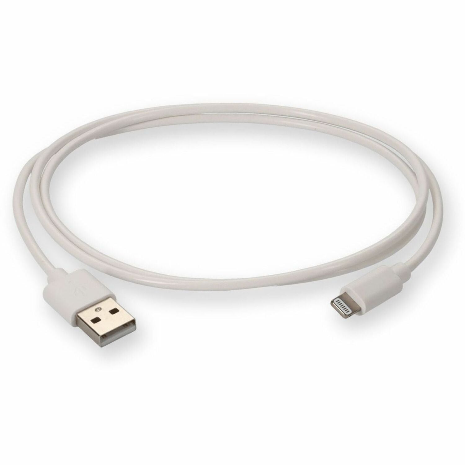AddOn Apple Computer&reg; MD818AM/A Compatible 1.0m (3.3ft) USB A 2.0 Male to Lightning Male White Cable - USB2LGT1MW
