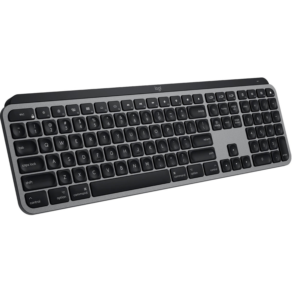 Logitech MX Keys Advanced Wireless Illuminated Keyboard for Mac, Tactile Responsive Typing, Backlighting, Bluetooth, USB-C, Apple macOS, Metal Build, Space Gray - 920-009552