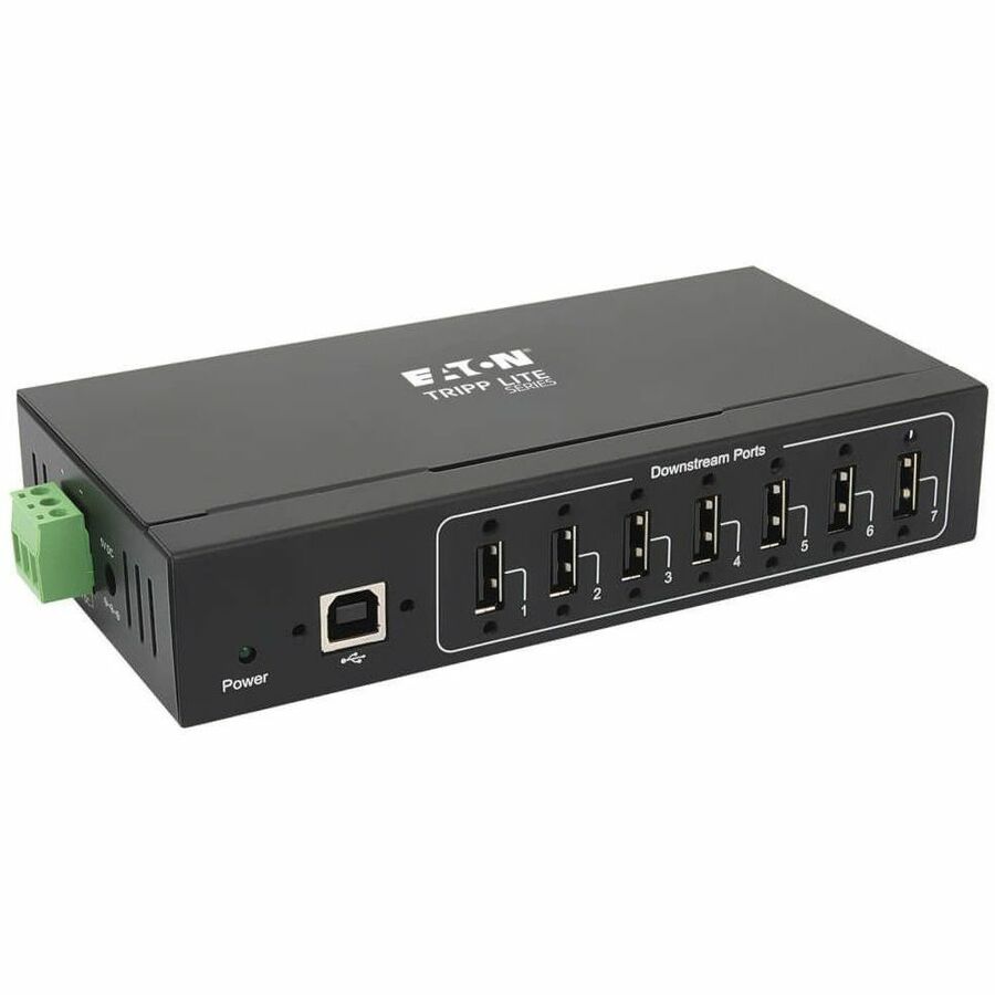 Eaton Tripp Lite Series 7-Port Industrial-Grade USB 2.0 Hub - 15 kV ESD Immunity, Metal Housing, Wall/DIN Mountable - U223-007-IND-1