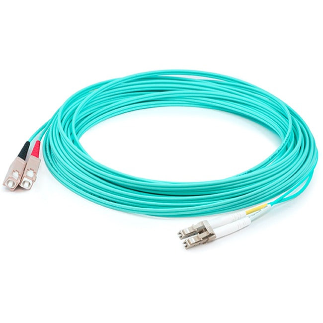 AddOn 26m LC (Male) to SC (Male) Straight Aqua OM4 Duplex Plenum Fiber Patch Cable - ADD-SC-LC-26M5OM4P