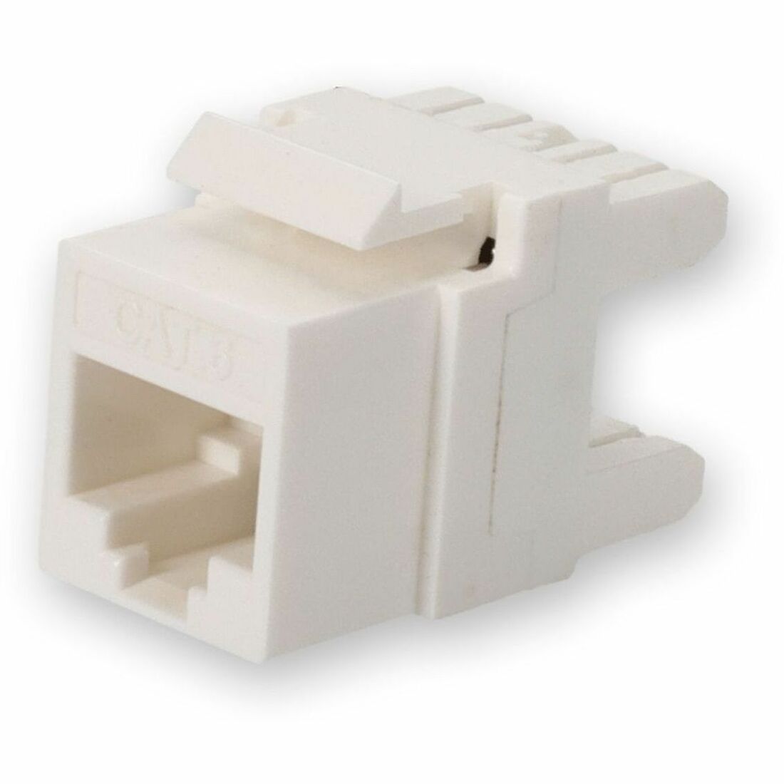 AddOn Non-Terminated to RJ-45 (Female) White Cat6 UTP Copper Connector with Clear Dust Cap 180 Degree 28MM Type - ADD-C6UJK1D28CC-WE