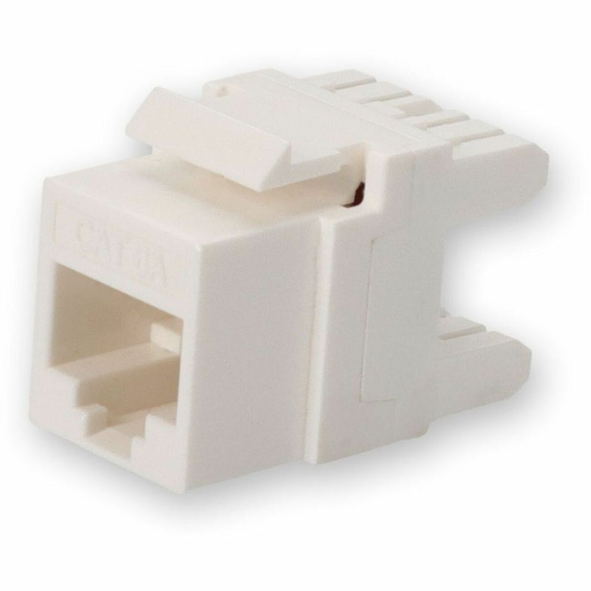 AddOn Non-Terminated to RJ-45 (Female) White Cat6A UTP Copper Connector with Clear Dust Cap 180 Degree 28MM Type - ADD-C6AUJK1D28CC-WE