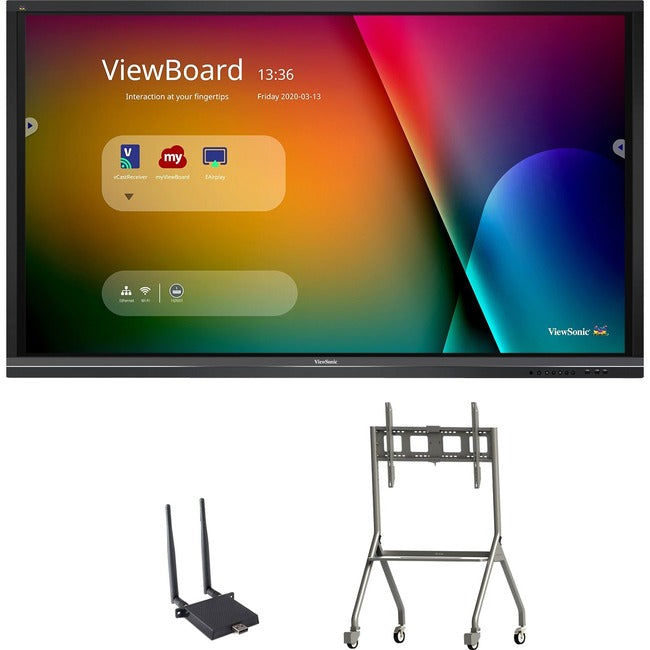 ViewSonic ViewBoard IFP7550-E4 - 4K Interactive Display with WiFi Adapter and Slim Trolley Cart - 350 cd/m2 - 75" - IFP7550-E4