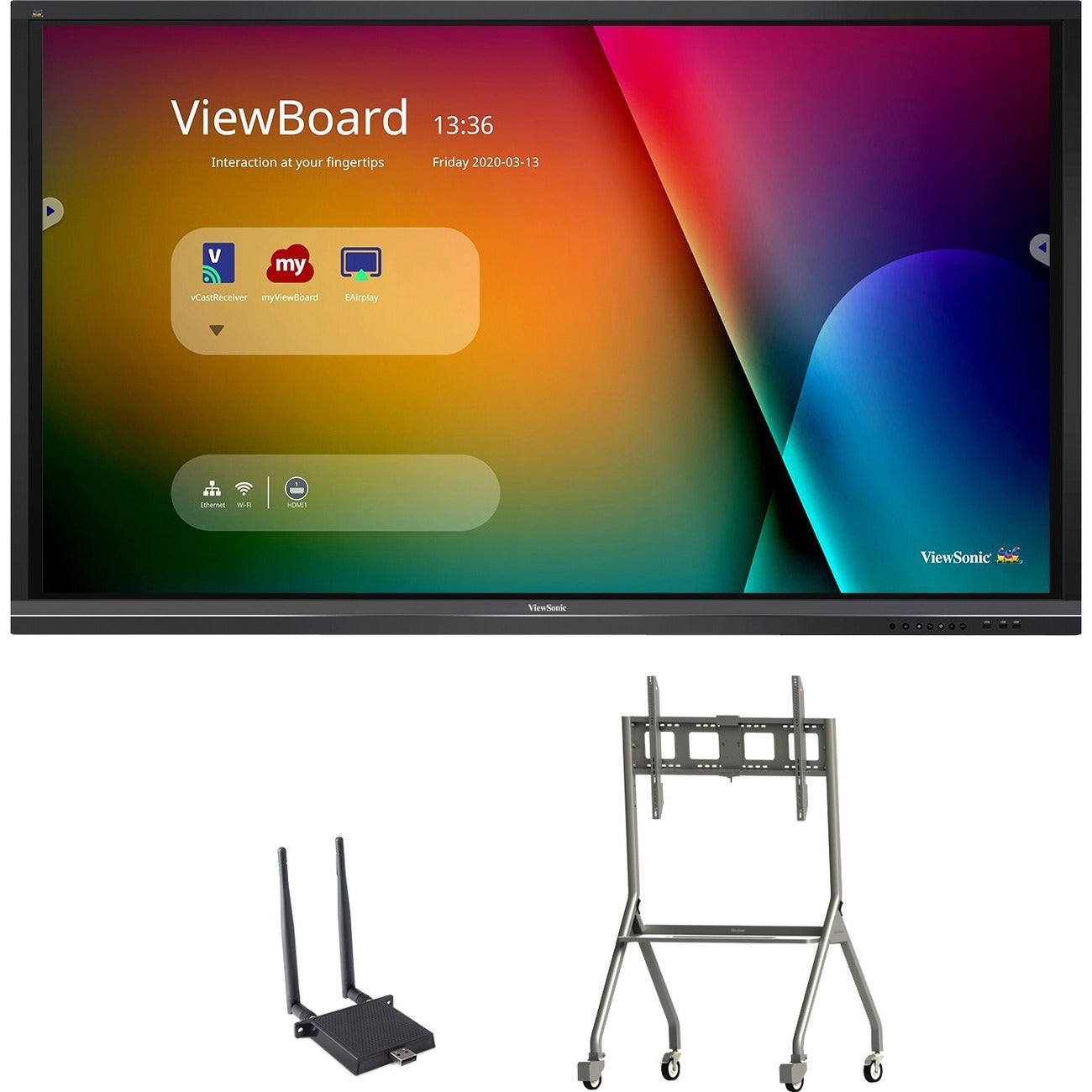 ViewSonic ViewBoard IFP9850-E4 - 4K Interactive Display with WiFi Adapter and Slim Trolley Cart - 350 cd/m2 - 98" - IFP9850-E4