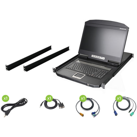 IOGEAR 18.5" Widescreen Short Depth 8-Port LCD KVM Switch (TAA Compliant) - GCL1908W