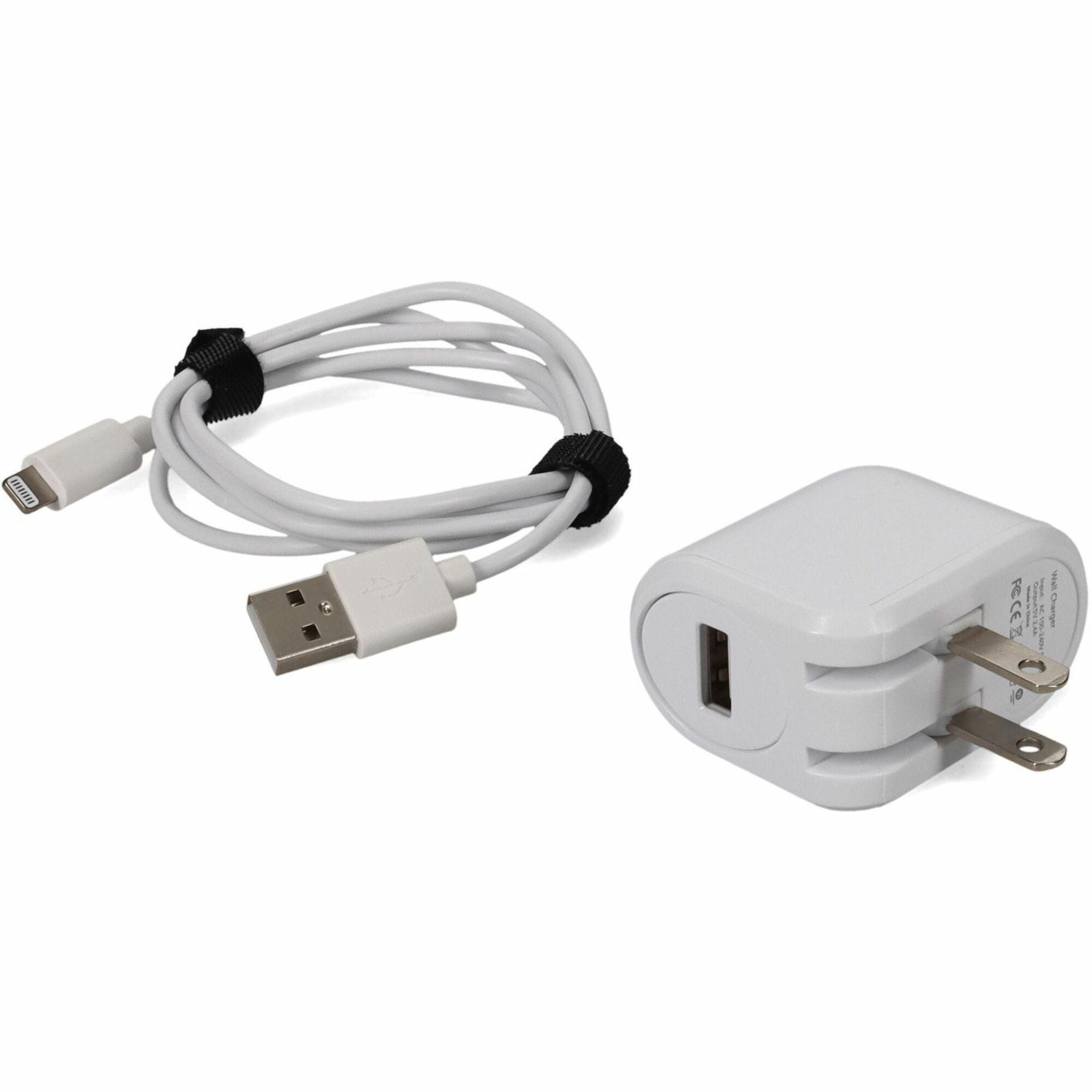 AddOn 1m USB 2.0 (A) Male to Lightning Male White Cable with 5V 2.4A Wall Plug - U2LGT1M245V