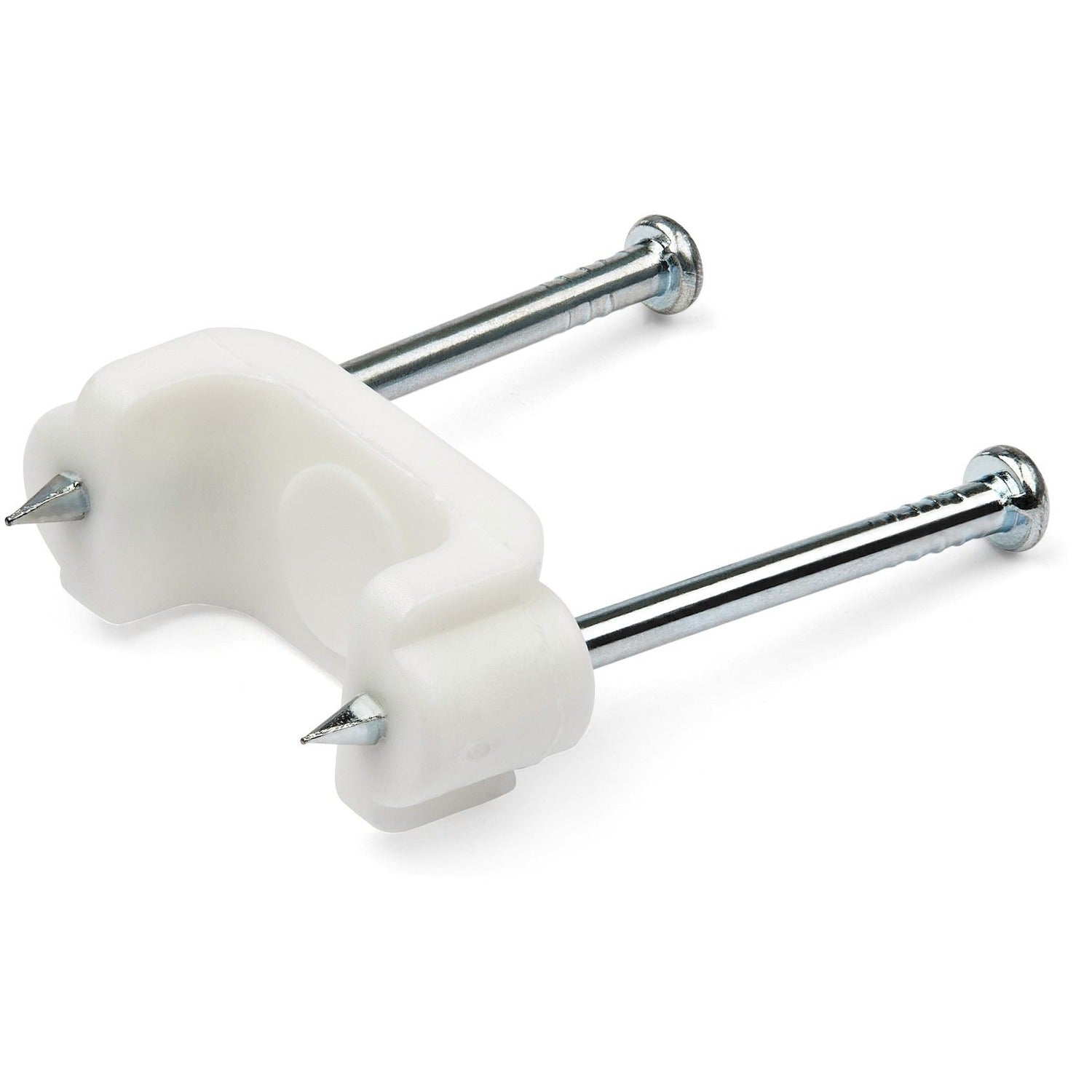 StarTech.com 100 Pack Cable Clips with Nails - Two Steel Nails - Reusable Nail-in Clamps - Cord Mounting Clips/Fasteners/Tacks White - TAA - CBMDNMCC1