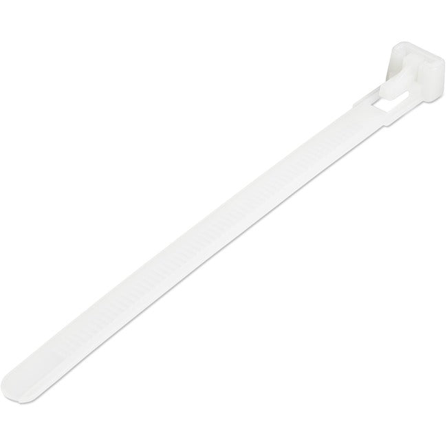 StarTech.com 5"(12cm) Reusable Cable Ties, 1-1/8"(30mm) Dia. 50lb(22Kg) Tensile Strength, Nylon, In/Outdoor, UL Listed, 100 Pack, White - CBMZTRB5