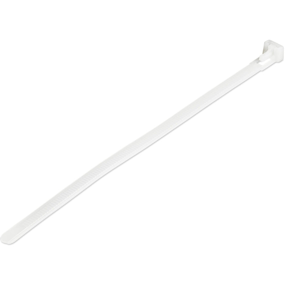 StarTech.com 8"(20cm) Reusable Cable Ties, 1-7/8"(50mm) Dia. 50lb(22Kg) Tensile Strength, Nylon, In/Outdoor, UL Listed, 100 Pack, White - CBMZTRB8