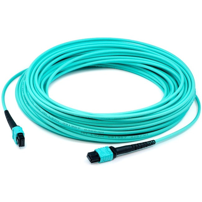 AddOn 15m MPO (Female) to MPO (Female) Aqua OM4 Duplex Fiber LSZH-rated Patch Cable - ADD-MPOMPO-15M5OM4LZ