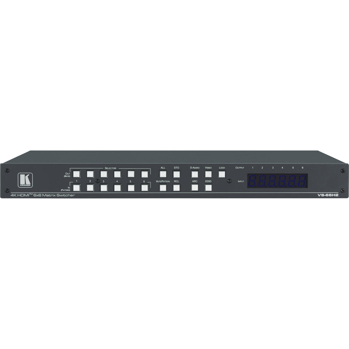 Kramer VS-66H2 6x6 4K HDR HDCP 2.2 Matrix Switcher with Digital Audio Routing - 20-00011530