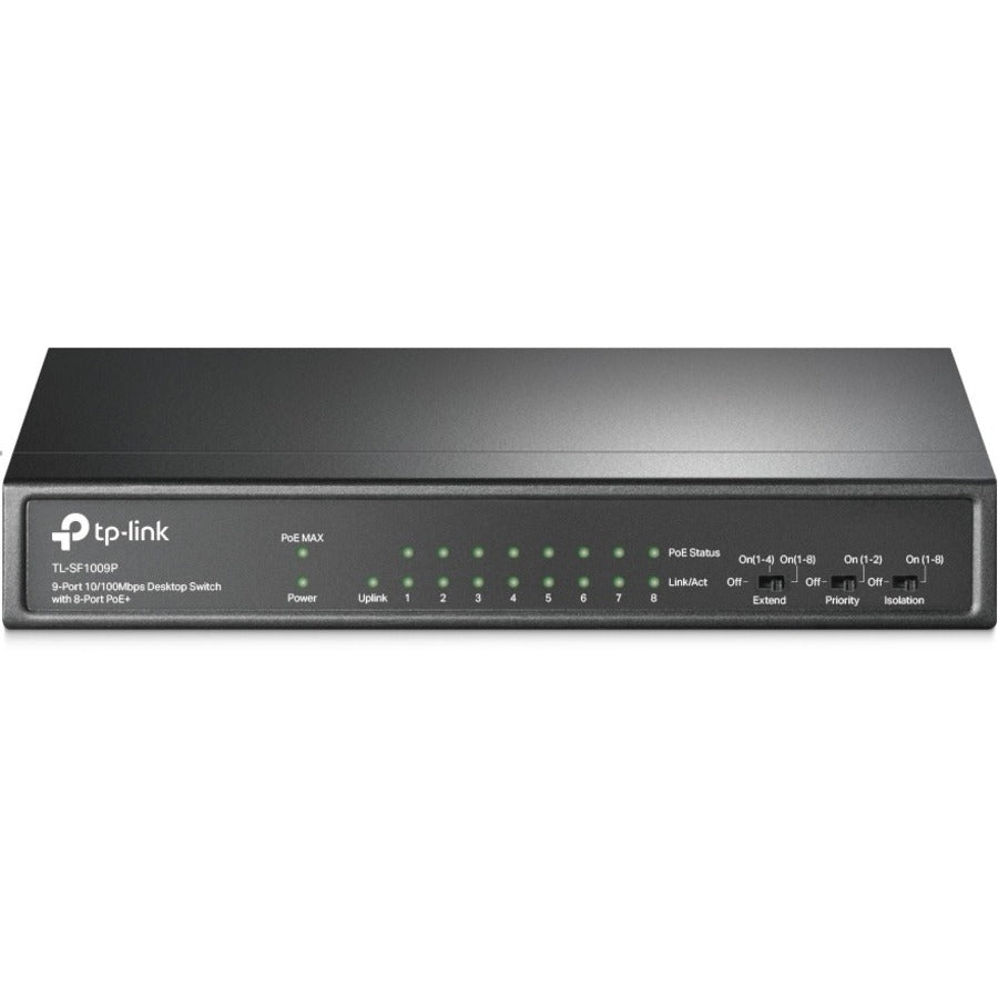 TP-Link TL-SF1009P - 9-Port 10/100Mbps Desktop Switch with 8-Port PoE+ - TL-SF1009P