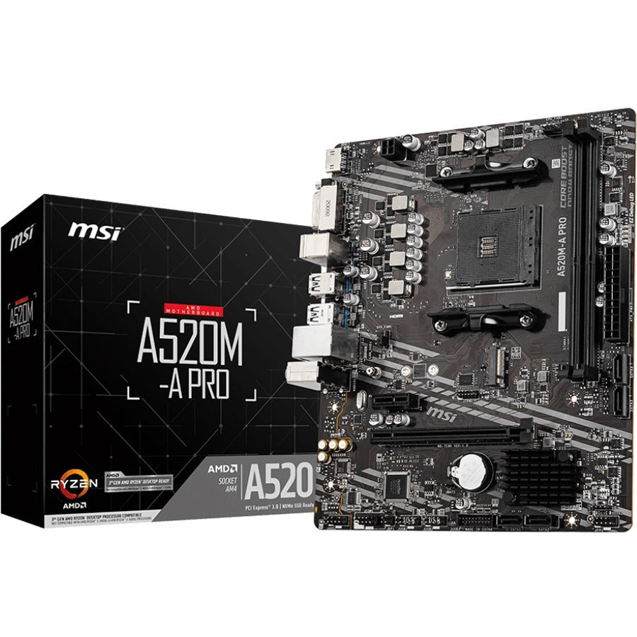 MSI A520M-A PRO Desktop Motherboard - AMD A520 Chipset - Socket AM4 - Micro ATX - A520MAPRO