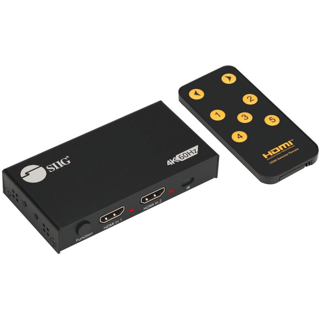 SIIG 2 Port HDMI 2.0 4K HDR Splitter / Switcher with IR Remote - CE-H26D11-S1