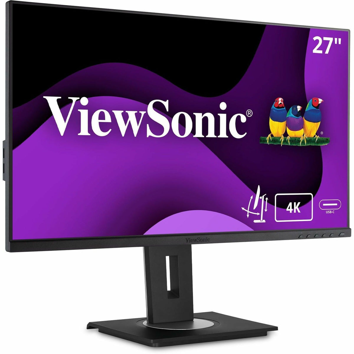 ViewSonic VG2756-4K 27 Inch IPS 4K Docking Monitor with Integrated USB C 3.2, RJ45, HDMI, Display Port and 40 Degree Tilt Ergonomics for Home and Office - VG2756-4K