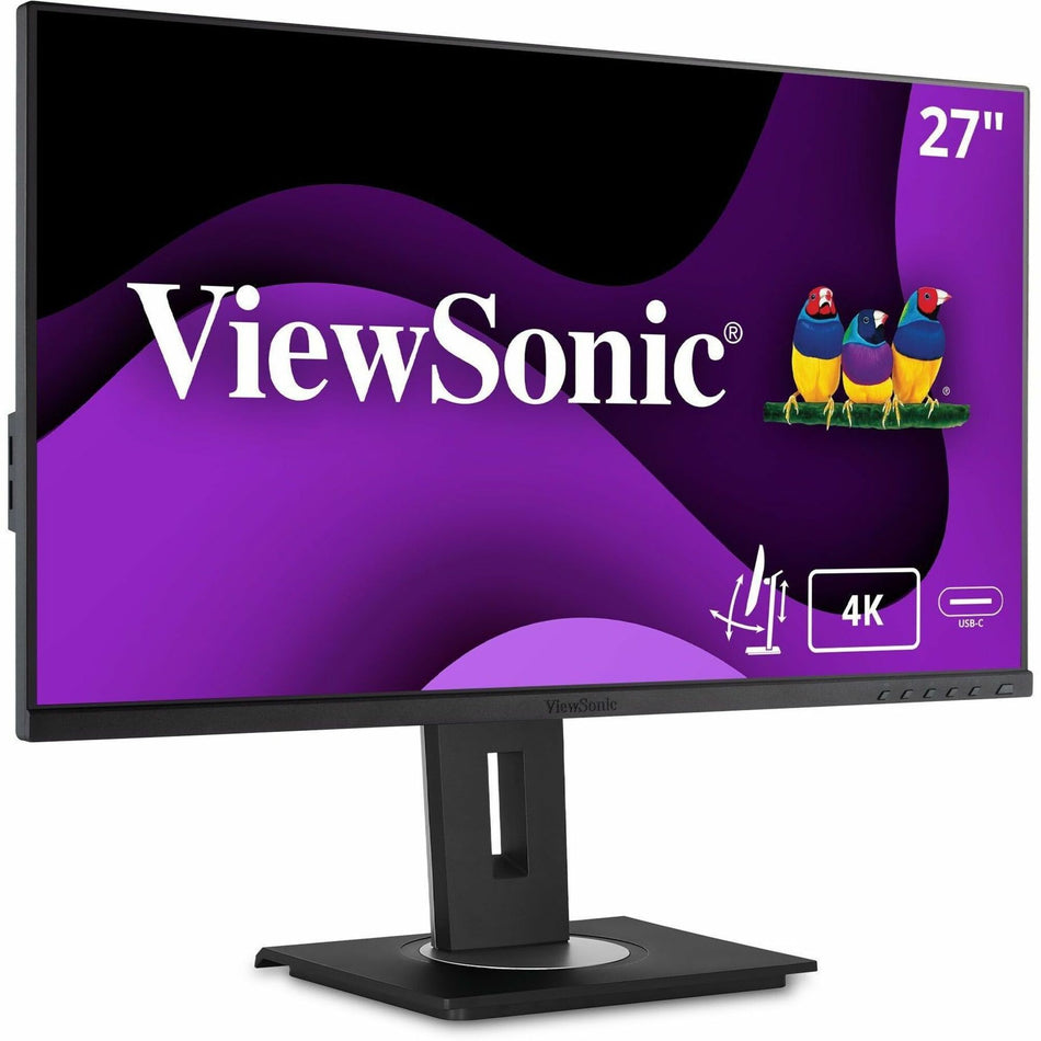 ViewSonic VG2756-4K 27 Inch IPS 4K Docking Monitor with Integrated USB C 3.2, RJ45, HDMI, Display Port and 40 Degree Tilt Ergonomics for Home and Office - VG2756-4K