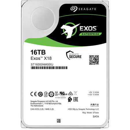 Seagate Exos X18 ST16000NM000J 16 TB Hard Drive - 3.5" Internal - SATA (SATA/600) - ST16000NM000J