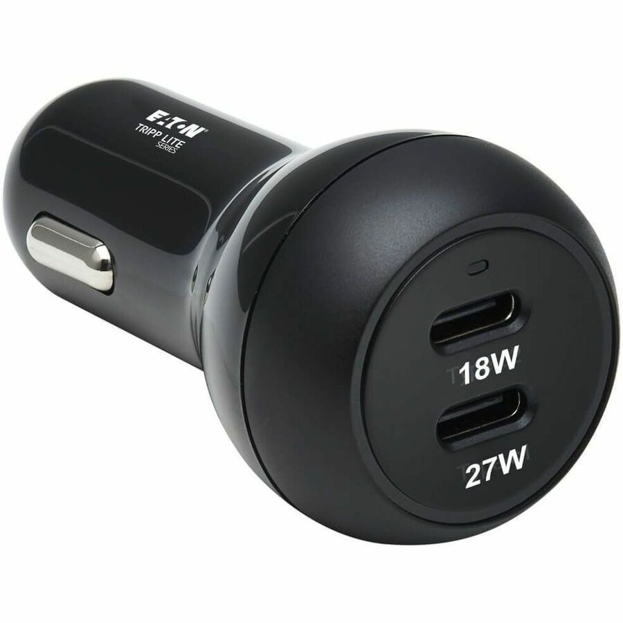 Eaton Tripp Lite Series Dual-Port USB-C Car Charger with 45W PD Charging - USB-C (27W), USB-C (18W), Black - U280-C02-45W-2B