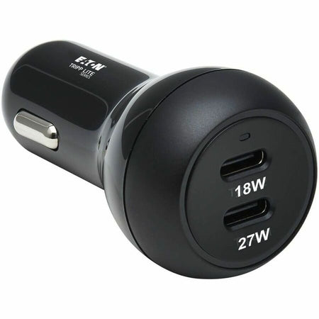 Eaton Tripp Lite Series Dual-Port USB-C Car Charger with 45W PD Charging - USB-C (27W), USB-C (18W), Black - U280-C02-45W-2B