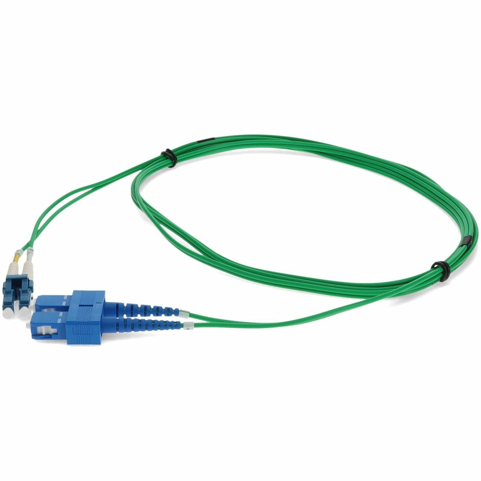 AddOn 7m LC (Male) to SC (Male) Green OS2 Duplex Fiber OFNR (Riser-Rated) Patch Cable - ADD-SC-LC-7M9SMF-GN