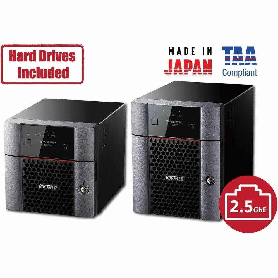 BUFFALO TeraStation 3420 4-Bay SMB 8TB (2x4TB) Desktop NAS Storage w/ Hard Drives Included - TS3420DN0802