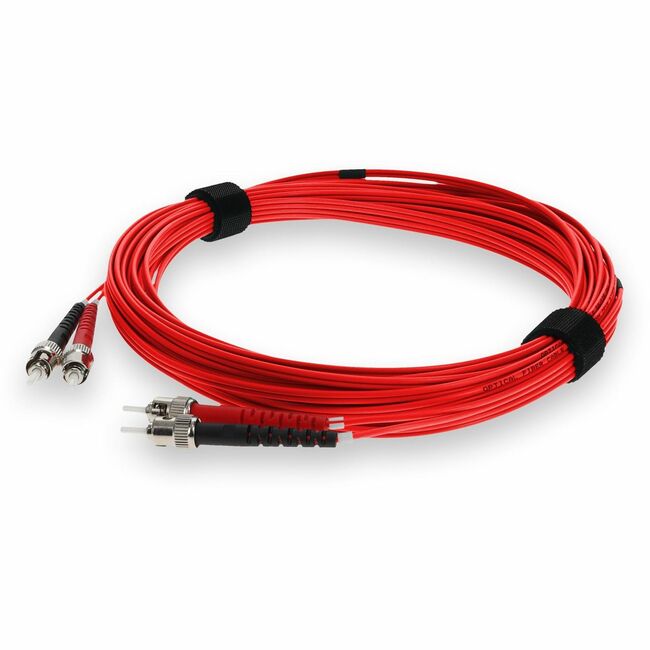 AddOn 3m ST (Male) to ST (Male) Red OM3 Duplex Fiber OFNR (Riser-Rated) Patch Cable - ADD-ST-ST-3M5OM3-RD