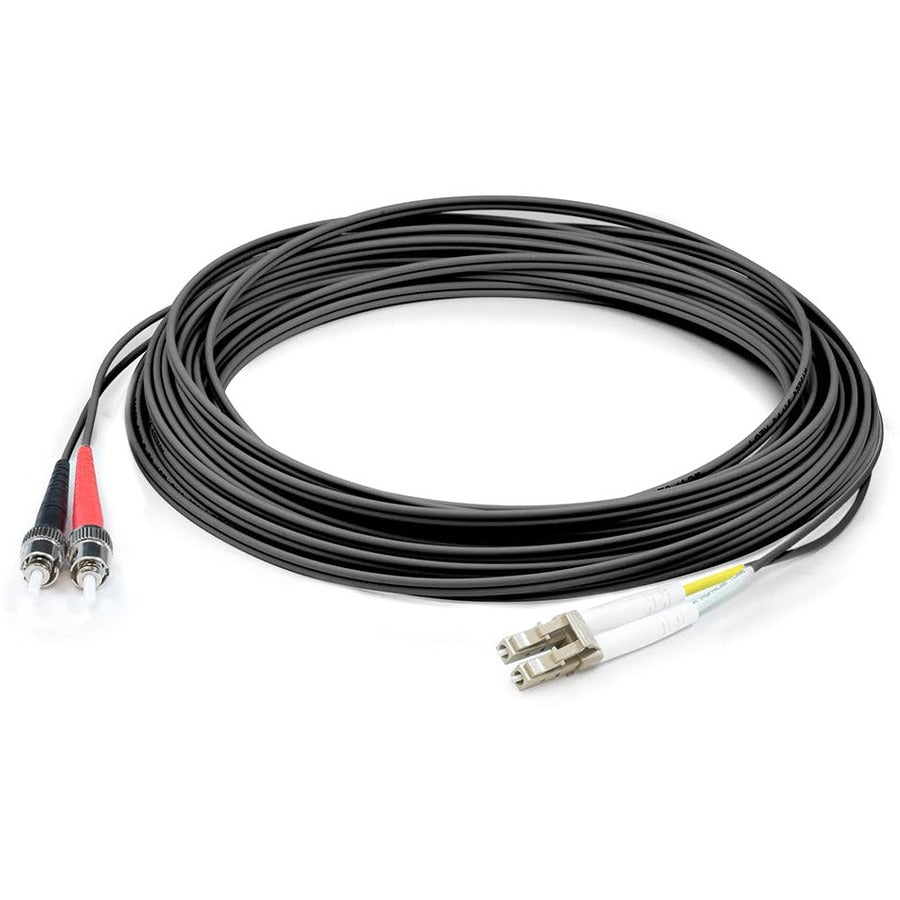 AddOn 5m LC (Male) to ST (Male) Black OM3 Duplex Plenum-Rated Fiber Patch Cable - ADD-ST-LC-5M5OM3-BK