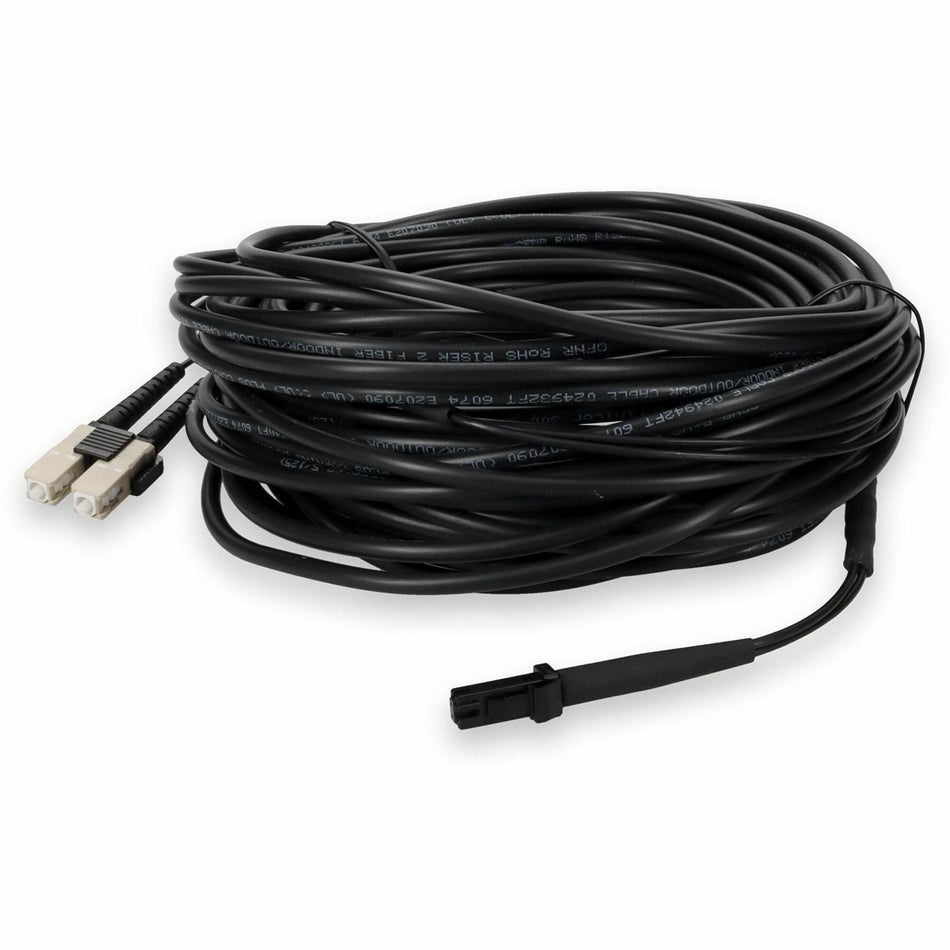 AddOn 20m SC to MT-RJ Black OM1 Duplex OFNR (Riser-Rated) MMF Fiber Patch Cable - ADD-SC-MTRJ-20M6MMF-BK