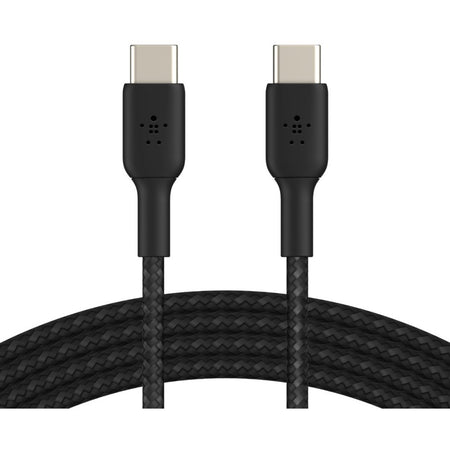 Belkin 60W USB-C to USB-C Cable - 480 Mbps - Nylon, Braided - M/M - 2m/6.6ft - Black - CAB004BT2MBK