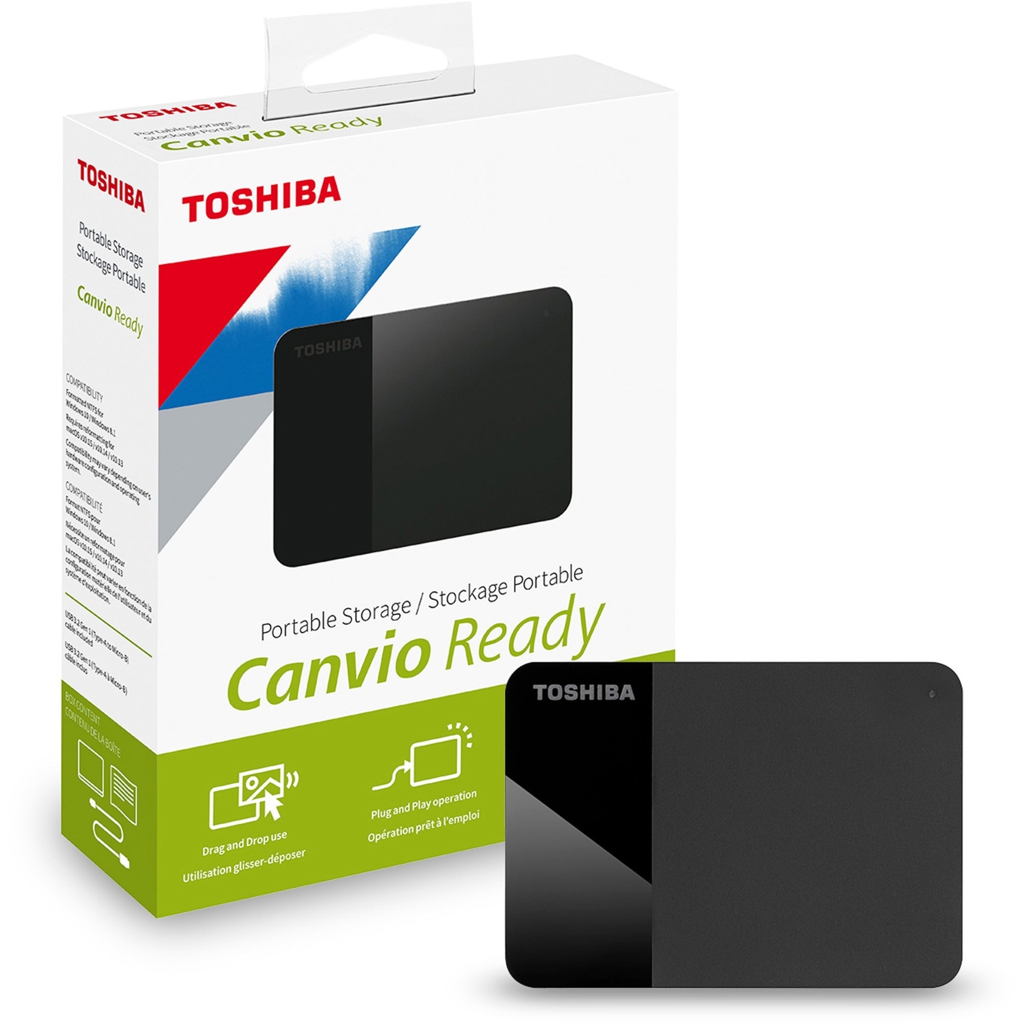 Toshiba Canvio Ready HDTP310XK3AA 1 TB Portable Hard Drive - External - Black - HDTP310XK3AA