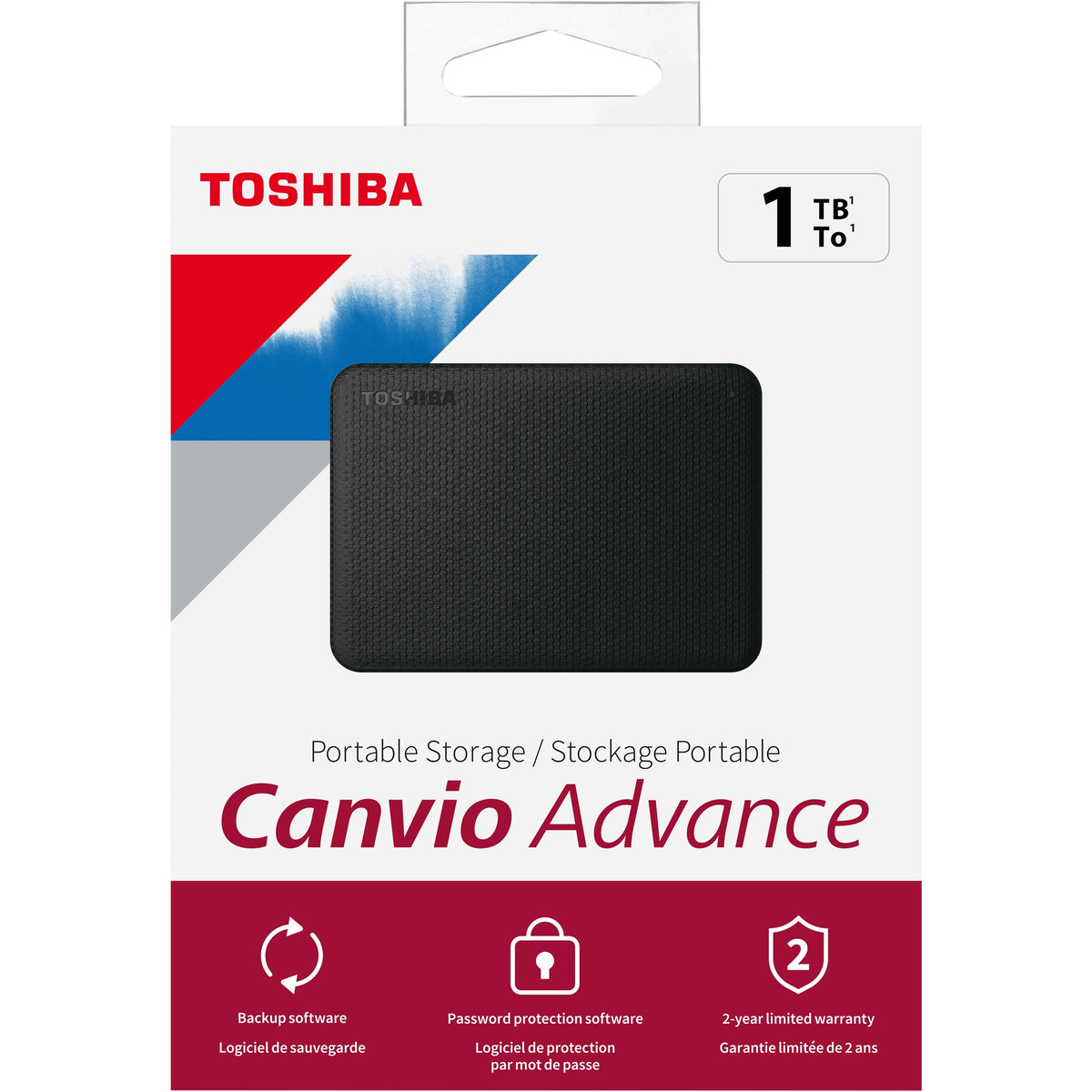 Toshiba Canvio Advance HDTCA10XK3AA 1 TB Portable Hard Drive - External - Black - HDTCA10XK3AA