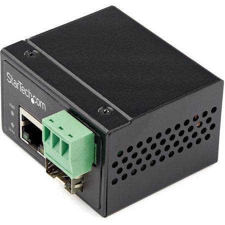StarTech.com Industrial Fiber to Ethernet Media Converter - 100Mbps SFP to RJ45/CAT6 SM/MM - Fiber to Copper Network - IP-30 12V Input - IMC100MSFP
