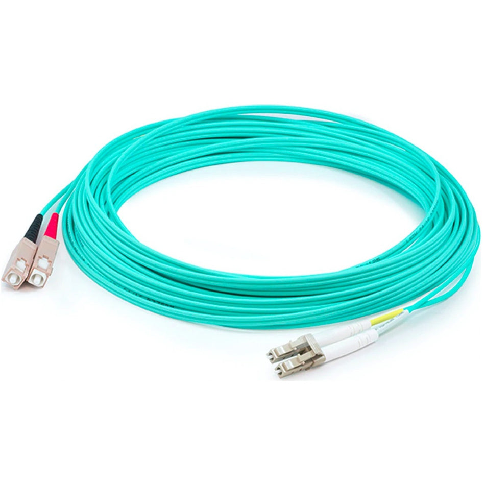 AddOn 36m LC (Male) to SC (Male) Straight Aqua OM4 Duplex Plenum Fiber Patch Cable - ADD-SC-LC-36M5OM4P