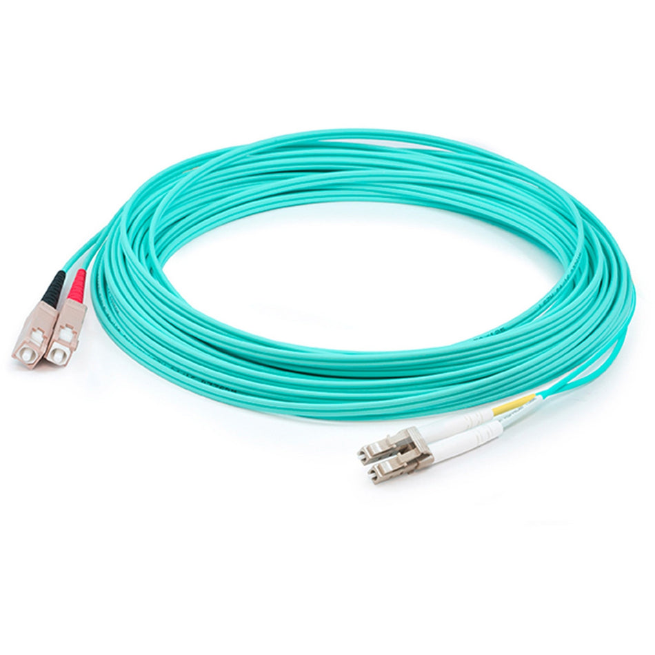 AddOn 35m LC (Male) to SC (Male) Straight Aqua OM4 Duplex Plenum Fiber Patch Cable - ADD-SC-LC-35M5OM4P