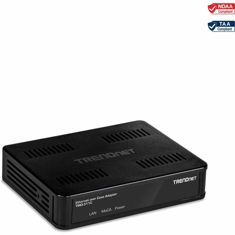 TRENDnet Ethernet Over Coax Adapter, Backward Compatible with MoCA 2.0, Gigabit LAN Port, Supports Net Throughput Up to 1Gbps, Supports Up to 16 Nodes On One Network, Black, TMO-311C - TMO-311C