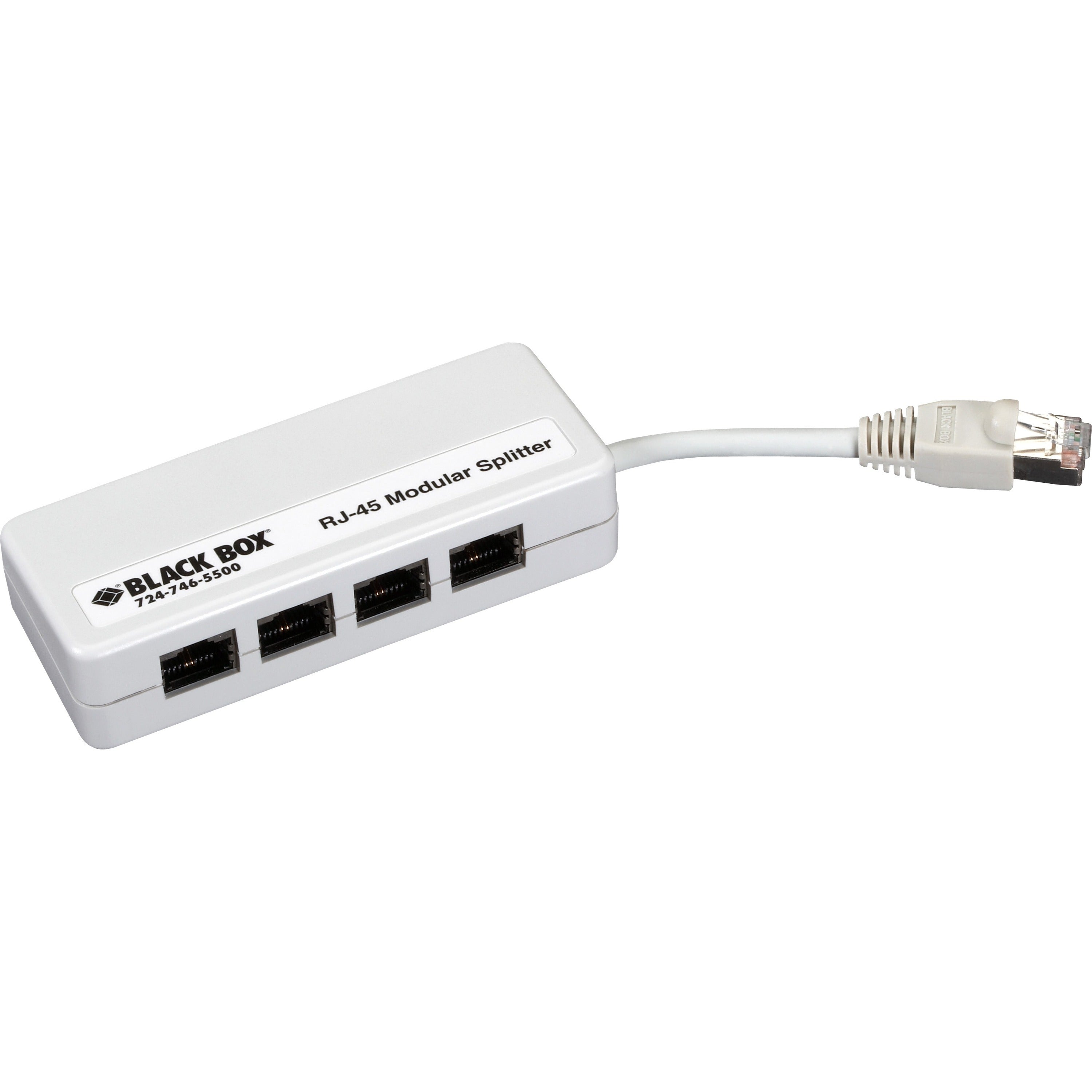 Black Box RJ45 Shielded Mod Splitter 1RJ45/4RJ45 B Pin W/ 2.5" Cable - FM835-R2