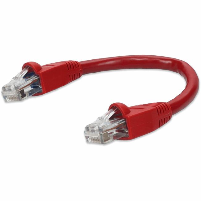 AddOn 6in RJ-45 (Male) to RJ-45 (Male) Straight Red Cat6A UTP PVC Copper Patch Cable - ADD-0-5FCAT6A-RD