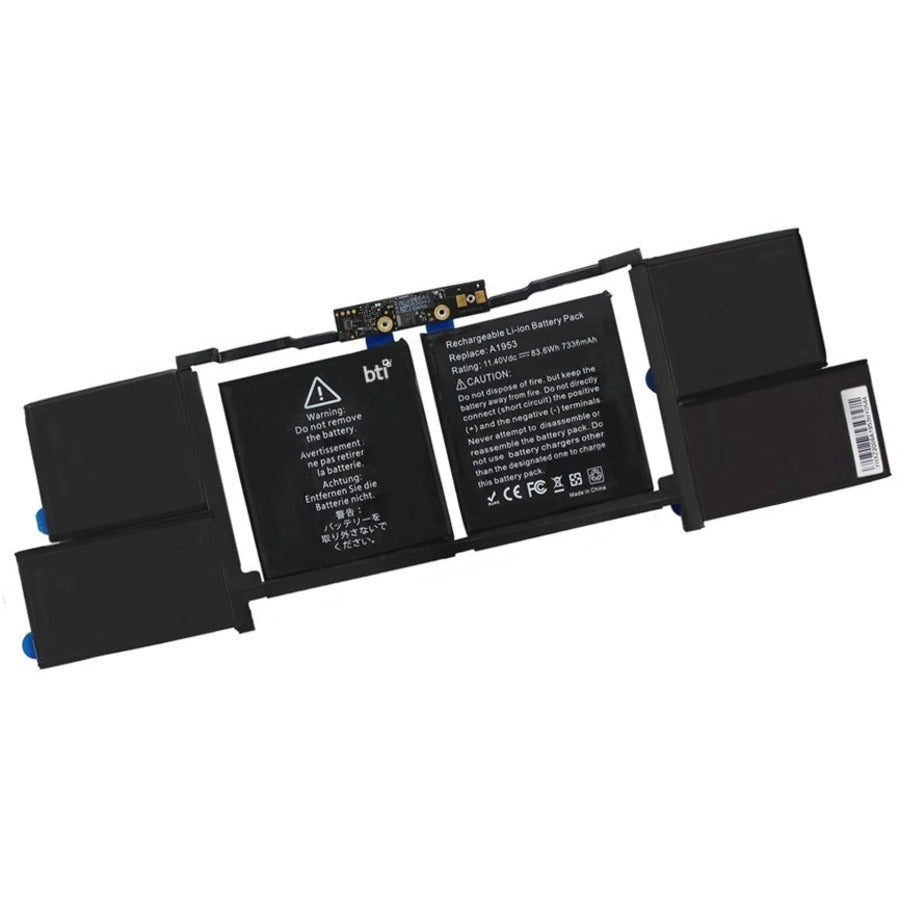 BTI A1953-BTI 11.4V 83.6WHR LI-ION BATTERY A1953 MACBOOK PRO 15 A1990 TOUCH (MID 2018), A1990 TOUCH (MID 2019), MR932LL/A, MR942LL/A, MR952LL/A, MR962LL/A, MR972LL/A, MV902LL/A, MV912LL/A, MV922LL/A, MV932LL/A, MV942LL/A, MV952LL/A, MACBOOK PRO 15-INCH 2018 MR932LL/A, 2018 MR942LL/A, 2018 MR952LL/A, 2018 MR962LL/A, 2018 MR972LL/A, 2019 MV902LL/A, 2019 MV912LL/A, 2019 MV922LL/A, 2019 MV932LL/A, 2019 MV942LL/A, 2019 MV952LL/A - A1953-BTI