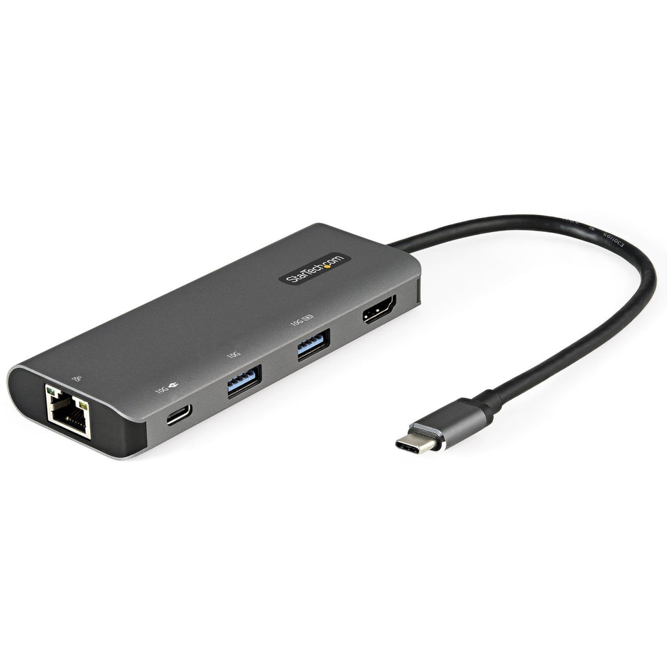 StarTech.com USB C Multiport Adapter - 10Gbps USB 3.1 Gen 2 Type-C Mini Dock - 4K 30Hz HDMI - 100W PD Passthrough - 3xUSB/GbE - 10" Cable - DKT31CHPDL