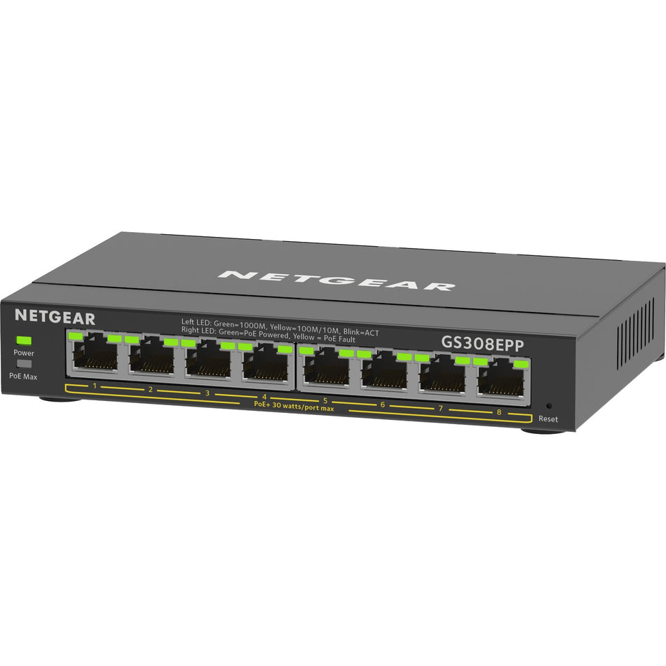 Netgear 8-Port Gigabit Ethernet PoE+ Smart Managed Plus Switch - GS308EPP-100NAS