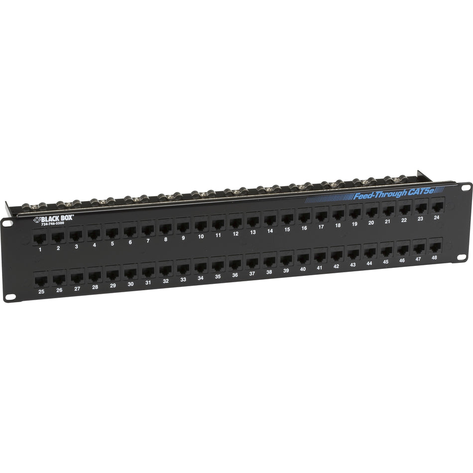 Black Box CAT5e Feed-Through Patch Panel - 2U, Unshielded, 48-Port - JPM810A-R2
