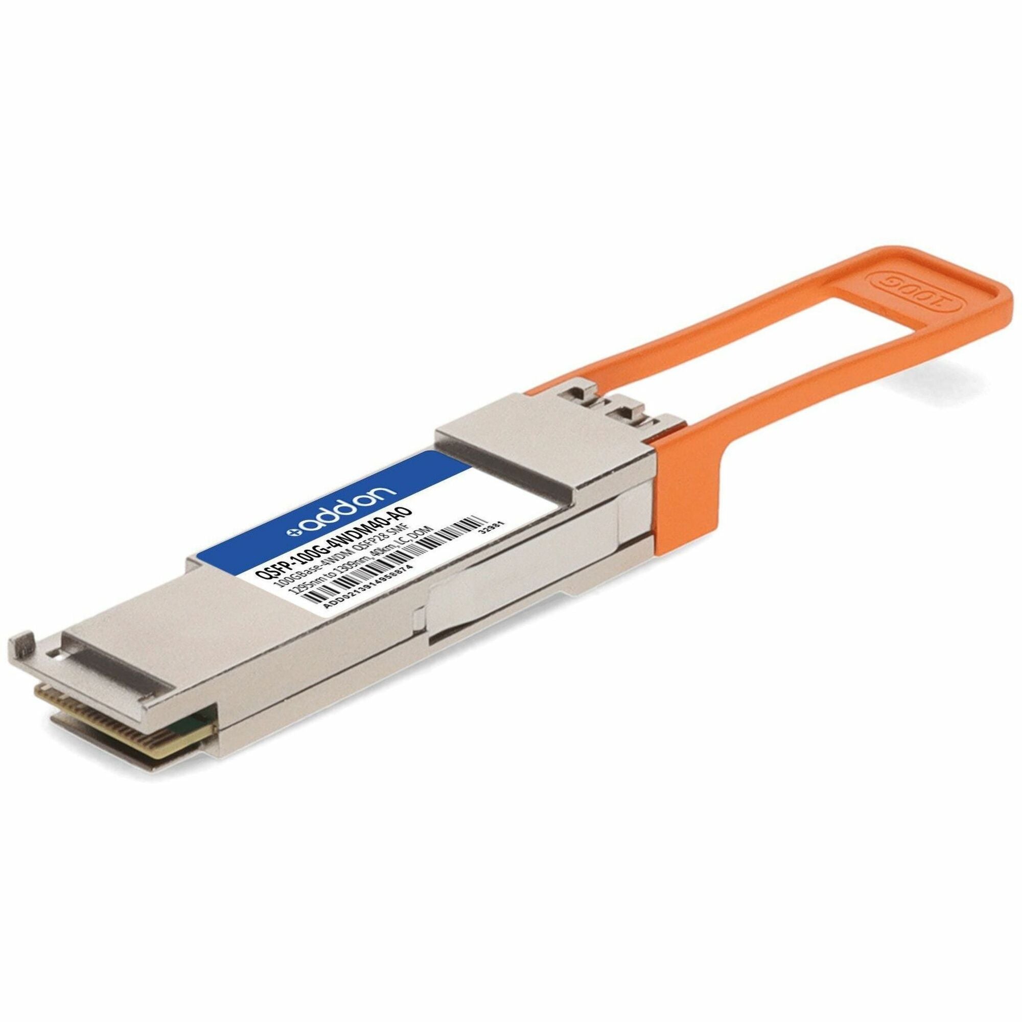 AddOn Juniper Networks Compatible TAA 100GBase-4WDM-40 QSFP28 Transceiver (SMF, 1295nm to 1309nm, 40km, LC, DOM) - QSFP-100G-4WDM40-AO